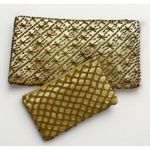 Empire Made Vintage 1970's‎ Gold Beaded Clutch Purse With Coin Purse
